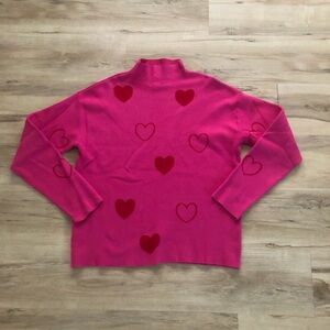Nicole Miller Pink Long Sleeve Top with Red Heart Accents